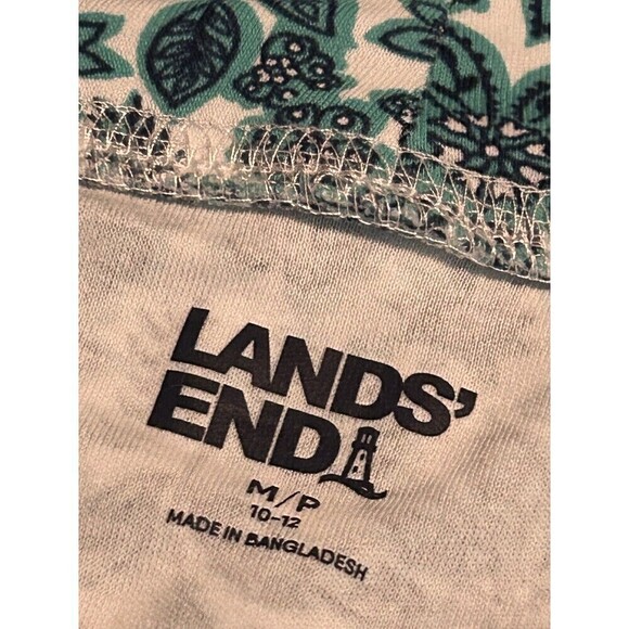 Lands End Women’s MP Turtleneck Blue Green Floral Paisley Print Soft Long Sleeve - Picture 3 of 14